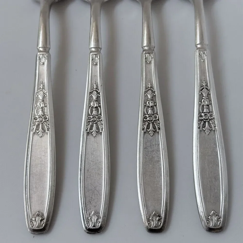 4pc 1847 Rogers Bros Ambassador Silverplate 1919 Dinner Forks 7 3/4” Solid Handl